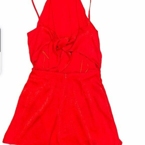 Zara  Red Jumpsuite Sleeveless Spaghetti Straps Tie Back Romper Medium - Picture 11 of 16